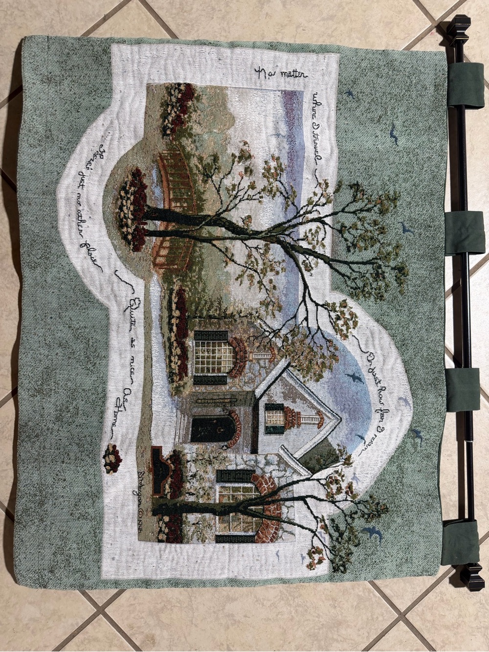 Scenic Cottage Wall Tapestry - Green